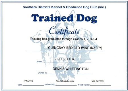 Trained Dog Certificate